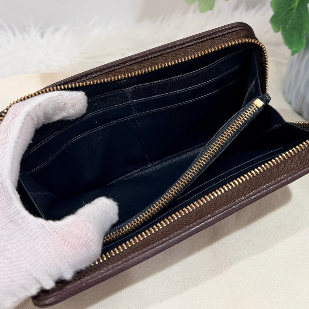 Leather Zip-Around Wallet in Dark Brown - Picture 9 of 15